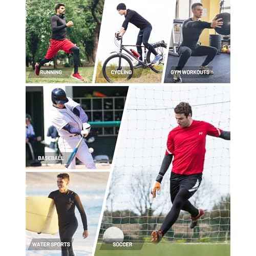 Mens Compression Shirt Long Sleeve Quick Dry Athletic Workout Gym T-Shirt SPF Running Top Sport Undershirt Base Layer