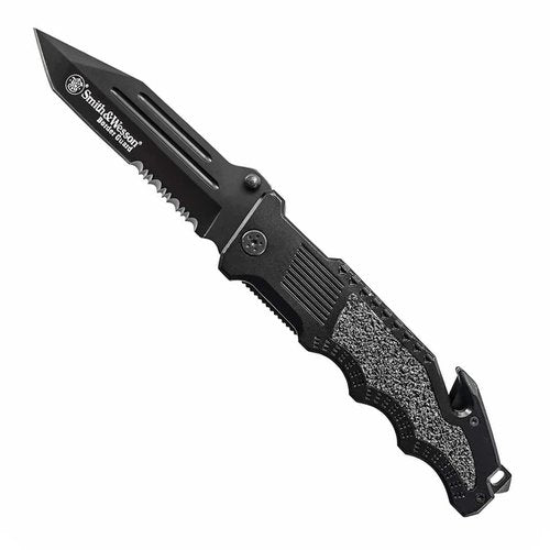 Smith & Wesson Border Guard SWBG6TS 10.1in S.S. Folding Knife with 4.2in Serrated Tanto Blade and G-10 Handle for Outdoor, Tactical, Survival and EDC