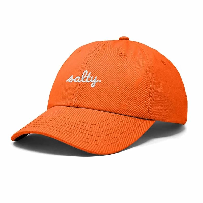 DALIX Salty Embroidered Cotton Baseball Cap - Adjustable One Size, Orange Variation
