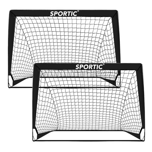 Black 4x3 ft Kids Soccer Goal Set - Portable Pop Up Practice Goals with Carrying Bag & Ground Stakes
