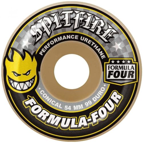 Skateboard Wheels 54mm 99A Conical Yellow Print Performance Urethane