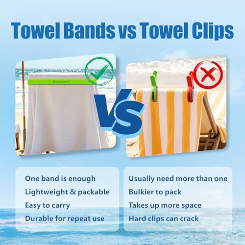 Beach & Pool Towel Bands 6-Pack with Storage Bag - Glow & Regular Colors