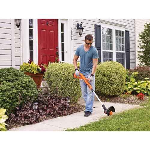 BLACK+DECKER 20V MAX String Trimmer Edger Cordless, 10-Inch Electric Weed Wacker with Automatic Feed Spool Kit (LST201)
