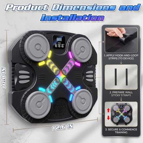 Kids Wall Mount Boxing Machine with Lights and Music, Interactive Punching Target