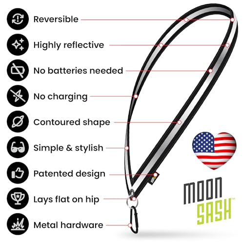 Midnight Black Reflective Sash for Night Walking 60" Reversible Safety Belt