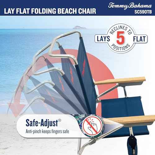 Tommy Bahama 5-Position Lay Flat Cup Holder and Towel Bar Beach Chair