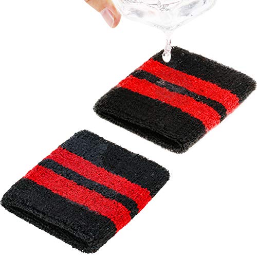 Sports Sweatbands Wristbands for Men Women 3.15" Black and Red Absorbent Workout Gear