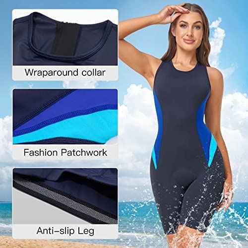 Women's Triathlon Suit One-Piece Sleeveless Tri-Suit Quick-Dry 3D Padded Athletic Swimsuits Slimming Cycling Running