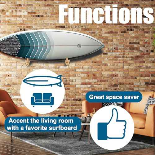 Surfboard Wall Mount Racks, Also for Skateboards/Snowboards/Skiing Boards/Bicycle Wheels/Field Hockey Sticks/Bicycles Hangers Paddle Storage Display Stand Indoor