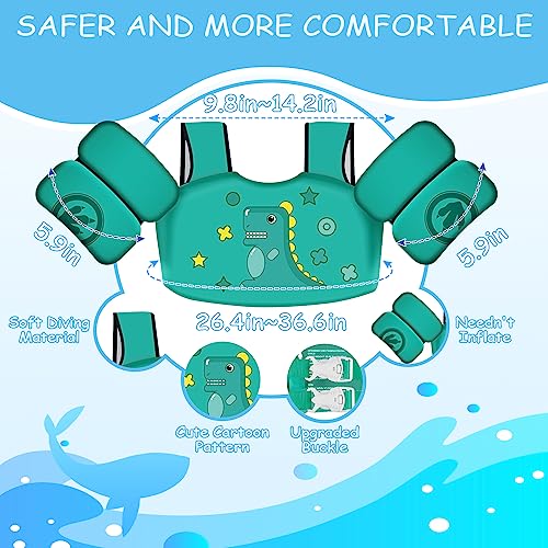 Toddler Swim Vest for 30-50 Pounds with Arm Wings - E-Dark Green