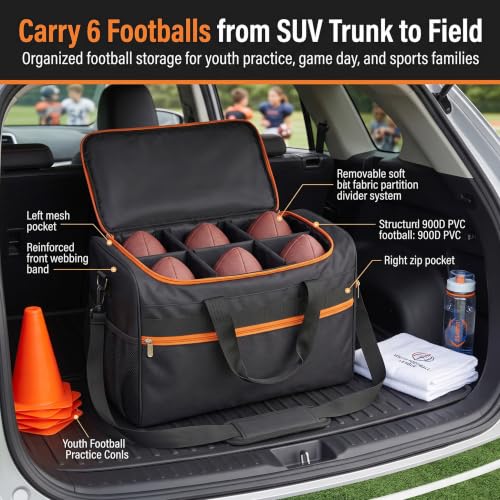 Football Equipment Carry Bag Fits 6 Official Size Footballs Durable Oxford Storage