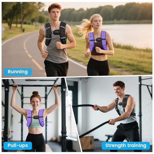 8lb Purple Weighted Vest for Men Women Adjustable Fitness & Workout