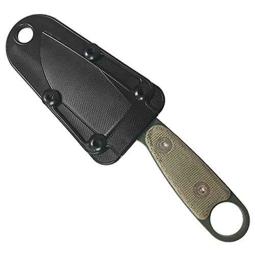 ESEE Knives Izula-OD w/Handle, Molded Polymer Sheath, and Clip Plate (Grey Canvas Micarta Handle/OD Blade/Black Sheath)