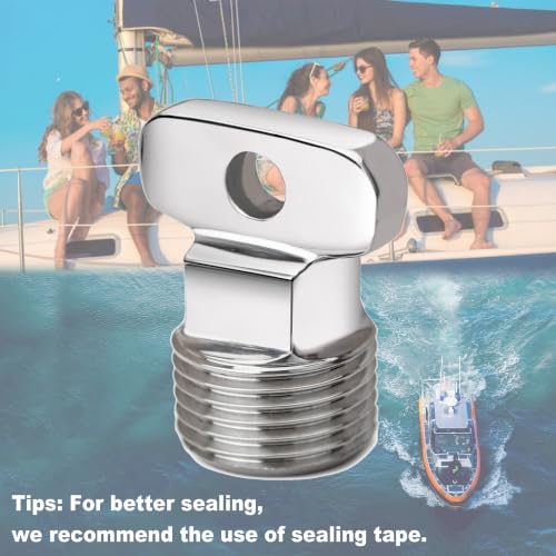 1/2 Inch NPT Stainless Steel Boat Drain Plug - Garboard Fitting