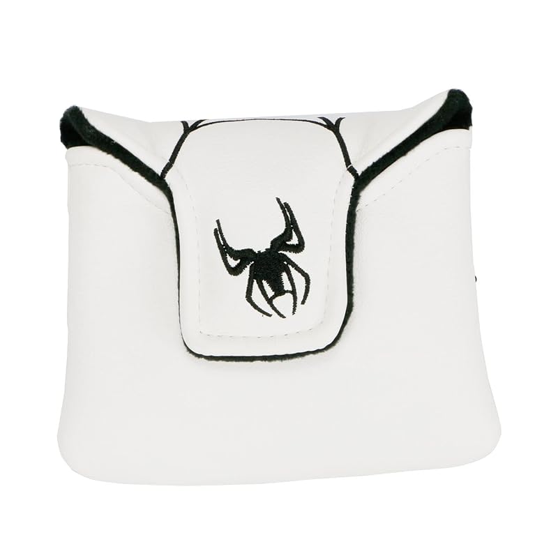 White Spider Embroidery Golf Putter Head Cover with Magnetic Closure
