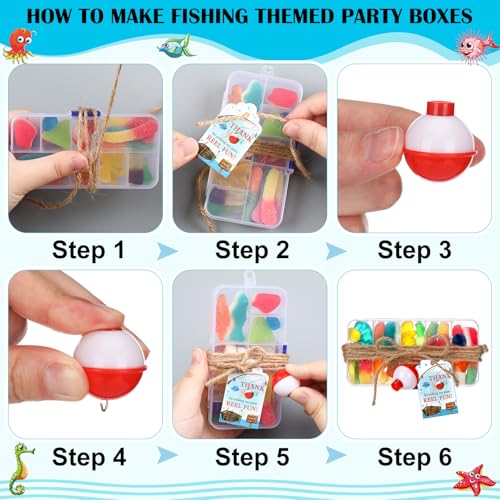 72 Fishing Party Favors Tackle Boxes with Thank You Cards - Ocean Theme