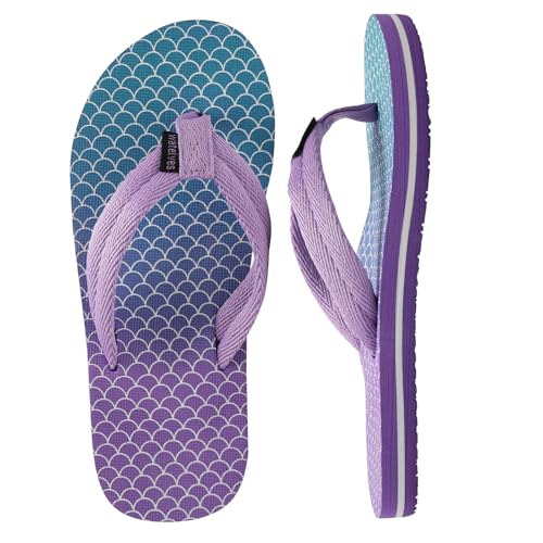WateLves Girls Flip Flops Toddler Boys Kids Non-Slip Sport Sandals Beach Pool - Fish Scale, Big Kid