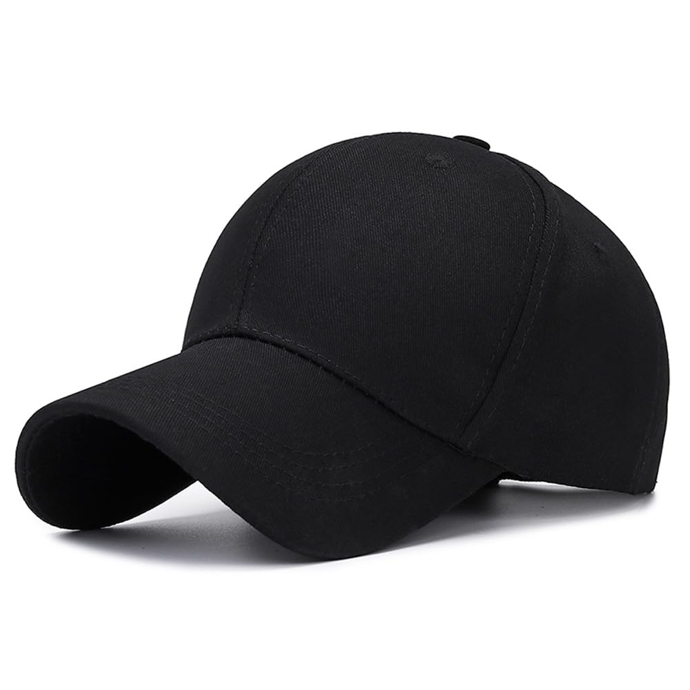 CynKen Baseball Cap All Seasons Classic Adjustable Solid Color Leisure 100% Cotton Hat for Men Women Black