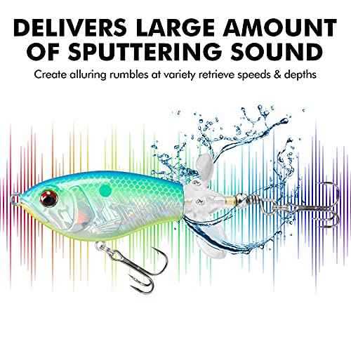 TRUSCEND PoPobait with BKK Hooks, Top Water Plopper Fishing Lures for Bass Walleye Pike Catfish Musky Perch, Floating Lure for Freshwater or Saltwater, Amazing Teasers Fishing Gifts for Family Fishing