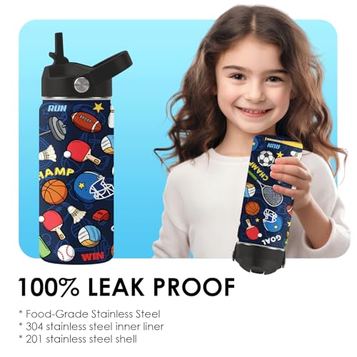 Sport 16oz Water Bottle with Straw Lid - Insulated Stainless Steel Leakproof Drink Cup