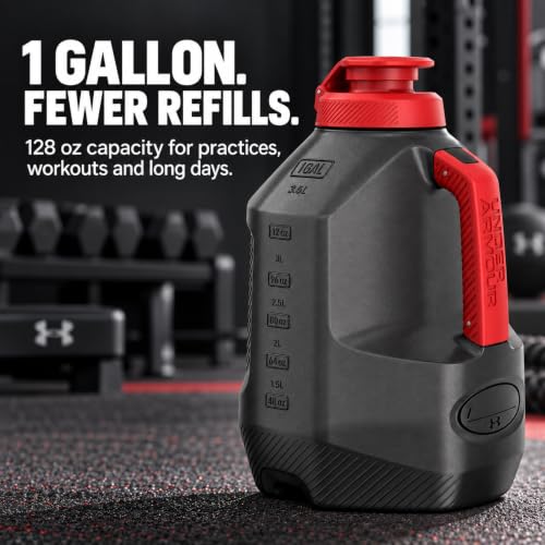 Under Armour 1-Gallon Sports Water Bottle - Large Durable Gym Jug Black/Black