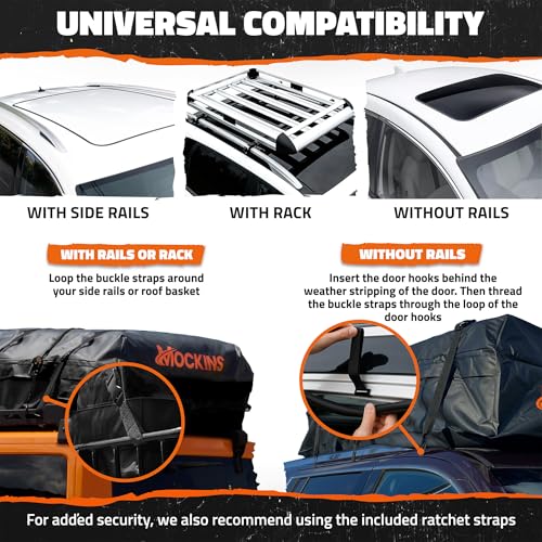Mockins XXL Car Roof Bag 40 Cu Ft Waterproof Soft Shell Luggage Carrier