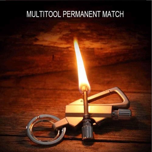 Llavero Encendedor De Acero, Flint and Steel Fire Starter, Fire Starter Survival Tool, Keychain Lighter Match Strike, Portable Waterproof Starters, Stylish and Functional Alloy Keychain(1pc*Black)
