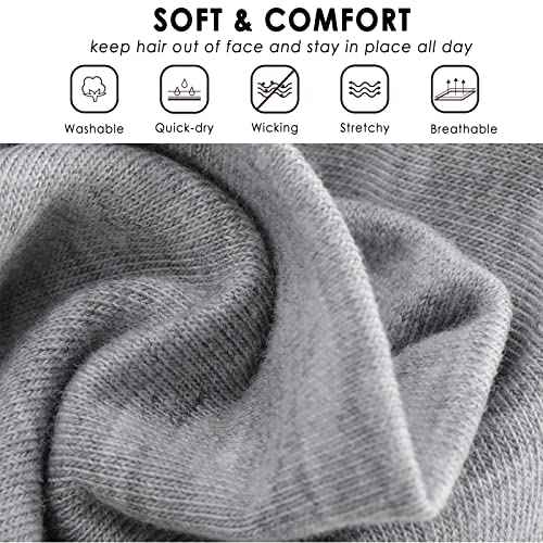 Work Headbands for Women 9Pcs, Cotton Like Headbands 2.5 inch Wide, Soft Sweat Wicking Stretchy Head Band for Cycling Biking Gym Sports Yoga Running Skincare