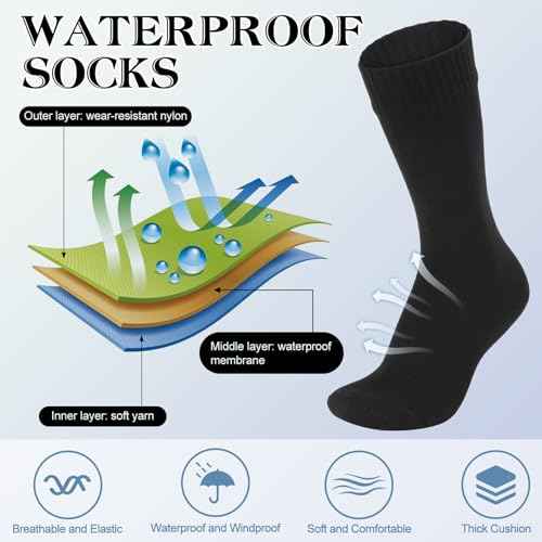 Jspupifip Unisex Waterproof Socks Water Resistant Socks Waterproof Breathable Hiking Wading Skiing Fishing Sock for Men Women