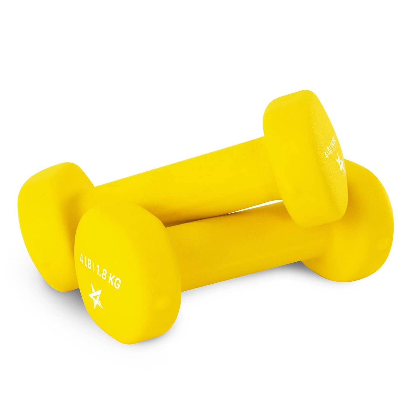 Yes4All Neoprene Coated Dumbbell Hand Weight Sets of 2 - Multiple Weight Options with 15 Colors, Anti-roll, Anti-Slip, Hexagon Shape, Yellow, 4 lb Pair