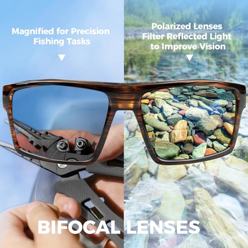 Polarized Bifocal Sunglasses with Wrap Frame - Brown-Green Mirror, 2.5 Reading