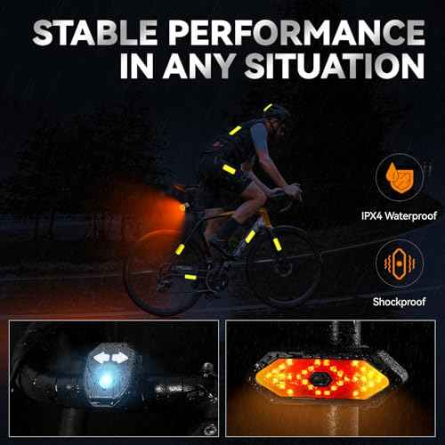 Bike Tail Light with Turn Signals USB Rechargeable Bike Turn Signals 120 Lumens Ultra Bright LED Turn Signals for Bicycle 5 Mode with 10PCS Safety Reflective Tape for Night Riding Bicycle