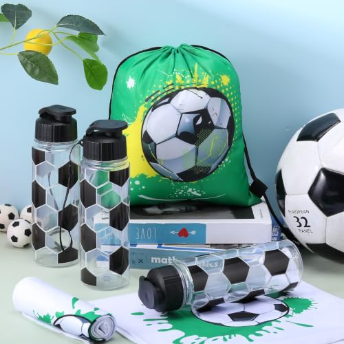Soccer Water Bottles Set with Cooling Towels and Drawstring Backpacks - Bulk 36 Pieces