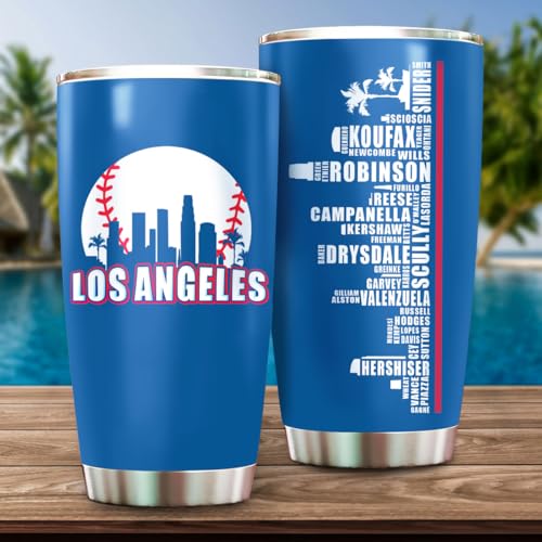 Schian Los Angeles City Skyline Legends Baseball Tumbler - Coffee Mug Insulated Tumbler With Lid - Mother's Day, Father's Day, Birthday, Christmas Gifts For Fans - 20 Oz| Stainless Steel
