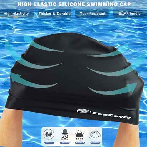 Women Extra Large Swim Cap for Braids and Dreadlocks, Silicone Keep Hair Dry Swimming Caps for Long Hair Extensions Weaves, Waterproof Bath Pool Shower Cap 1-3 Pack
