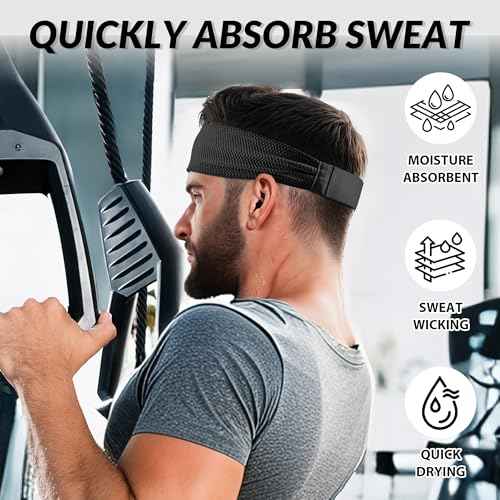 Sukeen Sports Headbands for Men, Moisture Wicking Sweat Bands Headbands Non-Slip, Breathable Elastic Sweatband, Running Headband for Yoga, Tennis, Fitness Workout