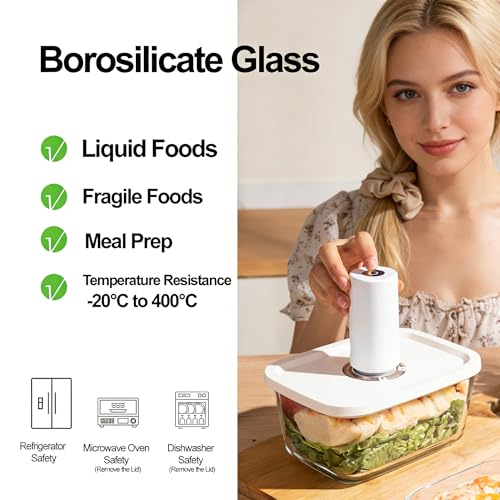 3-Pack Compact Handheld Vacuum Sealer with 3 Glass Containers - Food Saver Kit
