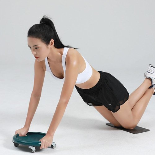 Ab Roller Wheel, Core Training Roller Wheel, Women's Multifunctional Abdominal Wheel Board with Mat, 360° Rotating, Four-Wheel Abdominal Board Trainer, for Effective Abdominal Workouts (Black)