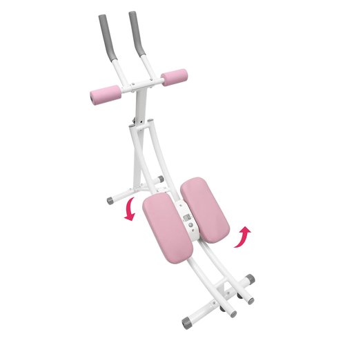 Ab Workout Equipment for Home Gym, Foldable Ab Machine Folding Core & Abdominal Exercise Machine Gear Adjustable Full Body Women Workout Exercise Fitness Equipment, 150kg/330lbs Weight Capacity (Pink)