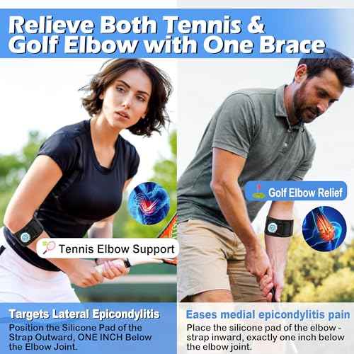 Tennis Elbow Brace for Men?&?Women?? Adjustable Elbow Strap for Tendonitis, Tennis?&?Golfer¡¯s Elbow Support with Compression Dial, Silicone Shock Pad, Breathable Forearm Pain Relief (XL)
