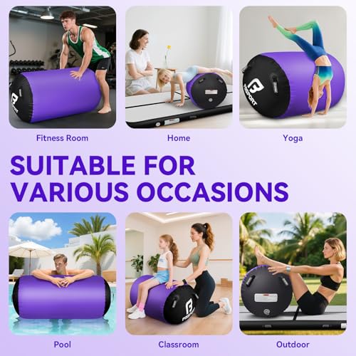 Deep Purple Inflatable Gymnastics Air Roller for Yoga Cheerleading Training 39.37in x 23.6in