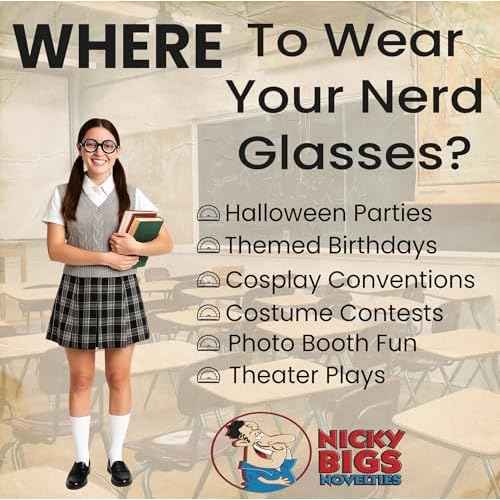 Nicky Bigs Novelties Adult Round Bubble Thick Lensed Nerd Eye Glasses Geek Specs Fake Plastic Costume Prop
