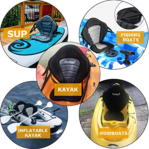 Blue Kayak Seat Cushion with Storage Bag - Deluxe Padded Water Sport Seat