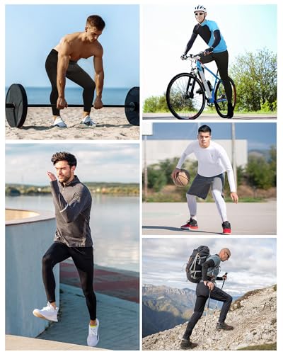 Men's Compression Pants Running Tights Workout Leggings Athletic Base Layer Navy Blue Large