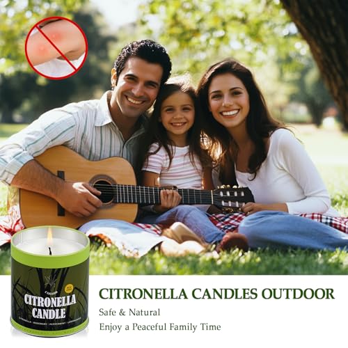 6 Pack Outdoor Citronella Candles Set - 9oz Natural Soy & Essential Oils