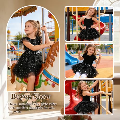 Girls Tutu Skirt for Dance & Party - Red Sequin, 3 Layers Tulle, Ballet Costume