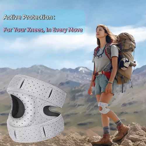 Knee Brace for Women Men Adjustable Knee Support with Side Stabilizers, Patella Gel Pads & Upgraded Silicone Anti-Slip Strip -Patella Knee Brace for Meniscus Tear, Knee Pain, Arthritis, Injury Recovery, Running, Workout (Gray 2 Pcs)