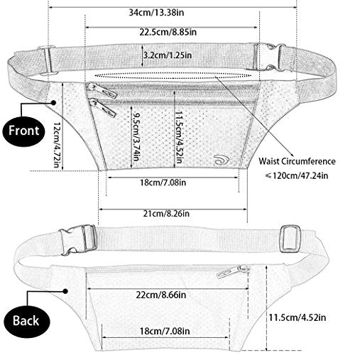Naoki Waterproof Sports Waist Pack Bag with Silver Gray Variation