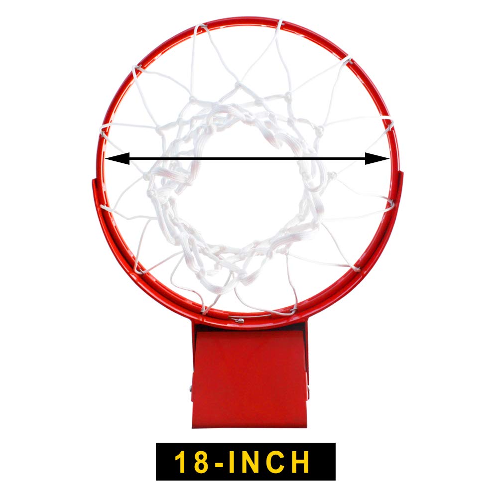ProSlam 180° Heavy Duty Breakaway Basketball Rim, 18" Double Spring Flex Replacement, 5/8" Solid Steel, Positive Lock, Fits 4 Hole Patterns (5x5,5x4,4x3,5x3) Backboard