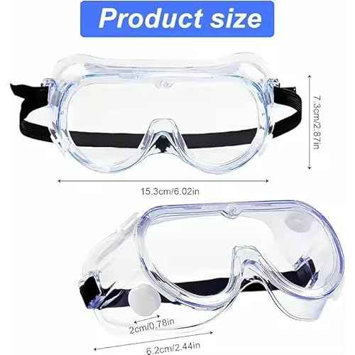 keebomed Chemical Splash Impact Safety Goggle ? Adjustable Soft PVC Frame, Clear Polyvinyl Chloride Lens, Reusable Eye Protection for Lab, Construction, Painting ? 1?Pack, 1?Year Warranty